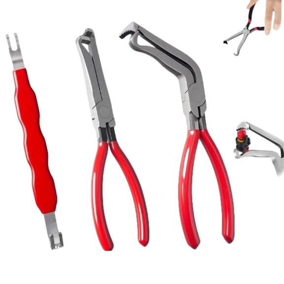 Automotive Electrical Connectors, Mechanic tool Set Automotive, tool Kit for Car with Red Contoured Handles, Straight and Curved Precision Tips, Plastic Clip Removal tool,