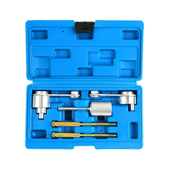 Automotive Engine Timing Tool Set For Diesel Engines, 5-Piece Kit With Flywheel Locking Tools And Camshaft Pulley Pins, 45# Steel Construction In Storage Case