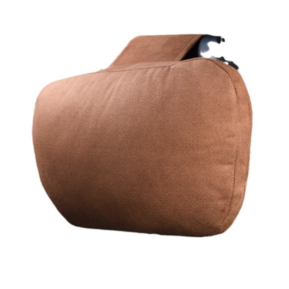 Automotive Ergonomic Neck Pillow Faux Velvet Memory Foam Car Seat Headrest Cushion For Driving Support Brown