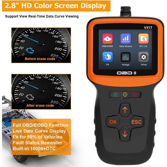 Automotive Fault Detectors Clearance,Engine Fault Reading Data Stream Detection Tool,V317 Model,8.60x5.50x1.77inch Fault Code Reader for Car Maintenance