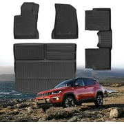 Automotive Floor Mats & Cargo Liner Fit for 2017-2024 Jeep Compass Row Trunk Mat Full Set TPE All Weather Protection