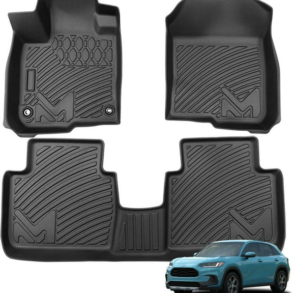 Automotive Floor Mats Custom for 2023-2026 Honda HR-V HRV, All Weather Cover Protection Waterproof Black Floor Liner Front & Rear Row Full Set Car Mats, 3PCS
