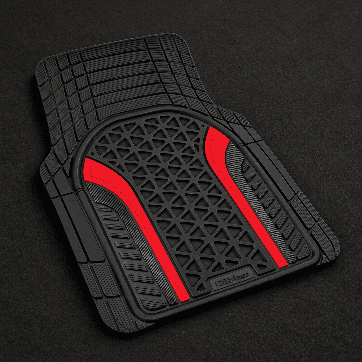 Automotive Floor Mats Inferno Red Carbon Fiber 4-Piece All Weather ...