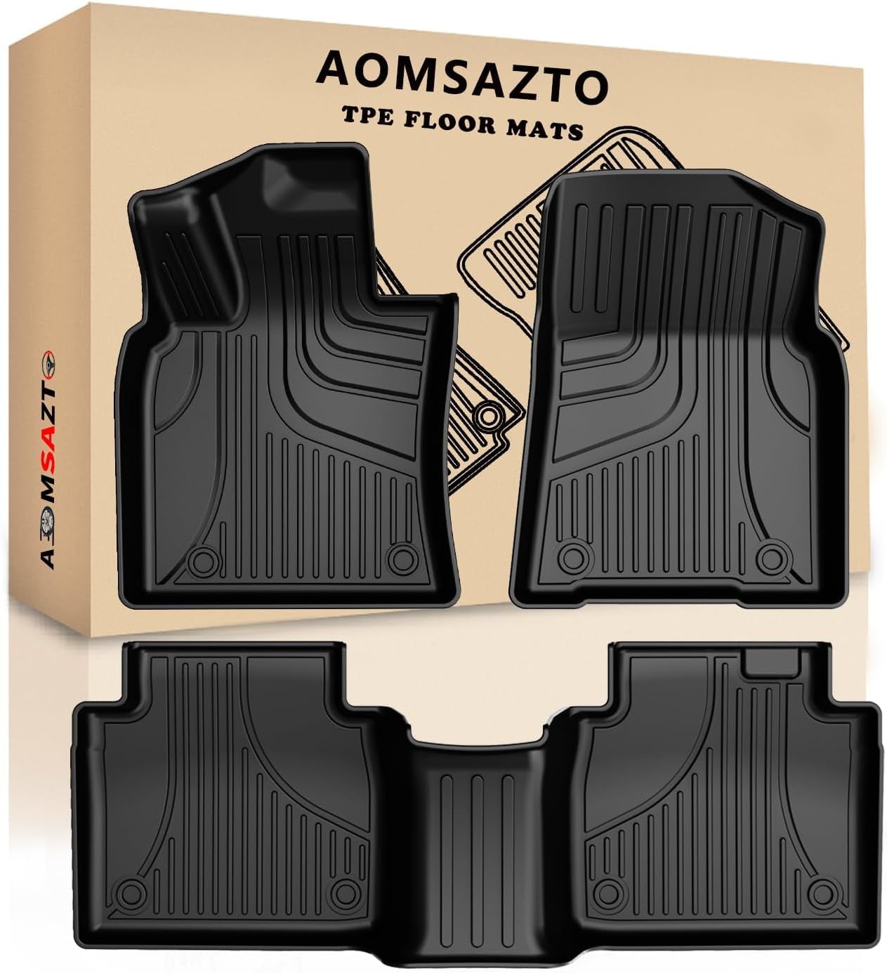 Automotive Floor Mats for Toyota Camry 2018-2023 (Petrol/Hybrid Model), Heavy Duty TPE All Weather Car Floor Mats, 1st & 2nd Row Full Set Rubber Floor Liners, Anti Skid Car Mats, Black