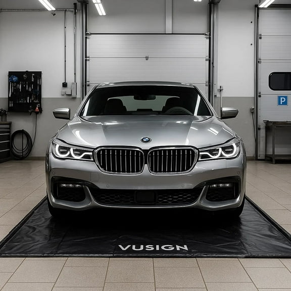 VUSIGN Garage Containment Mat, (7'9" x 18') , Non-Slip Garage Floor Mat with Stay Put Corner and Squeegee, Heavy Duty Waterproof Protection from Snow, Rain and Mud for Cars, SUVs and Trucks