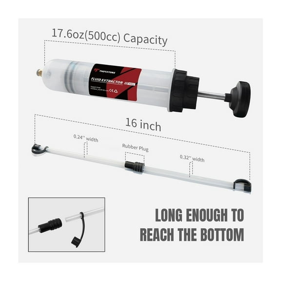 Automotive Fluid Extractor Pump with Long Rubber Hose, Oil Change Syringe with Hose, Manual Fuel Suction & Filler, Fluid Oil Change Evacuator (7 Oz./0.21 Qt./200 CC)