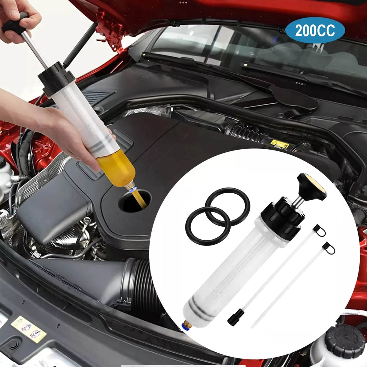 Automotive Fluid Extractor Pump Oil Change-Syringe W/Hose Manual Fuel Suction
