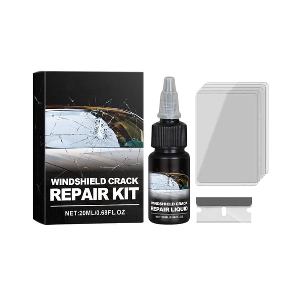 Automotive Front Windshield Repair Liquid Kit Quickly Repair Cracks Chips Scratches Clear Vision Safe Driving Glass Strength Restoration Auto Glass Care DIY Application 20ml