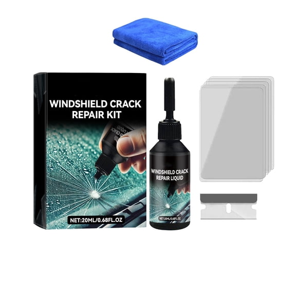 Automotive Front Windshield Repair Liquid Kit - Quickly Repair Cracks - Clear Vision Safe Travel - 20ml*3 + Wiping Cloth*3