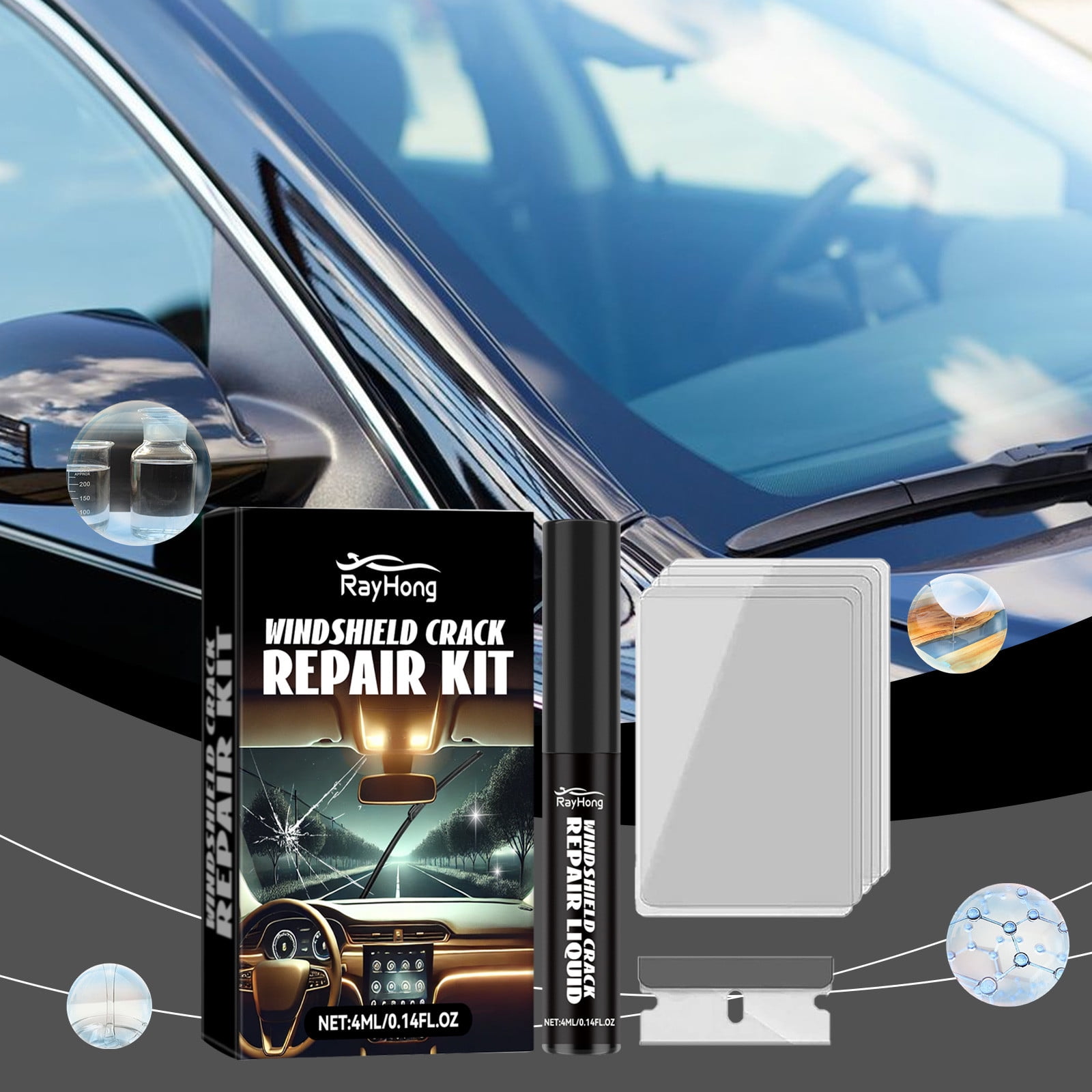 Automotive Front Windshield Repair Liquid Kit Quickly Repair Cracks