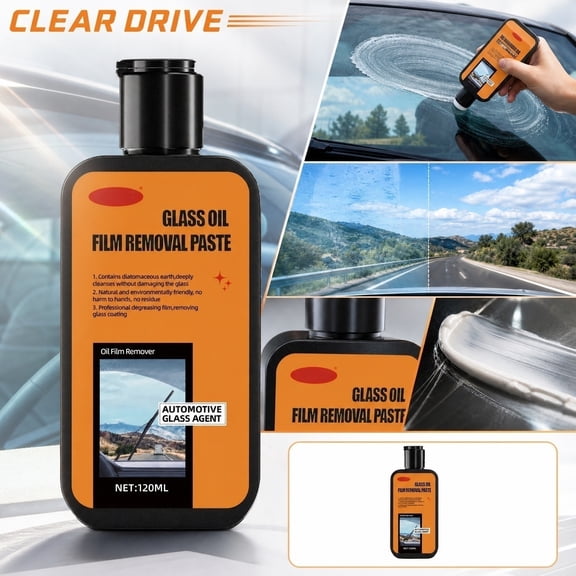 Automotive Glass Cleaner, Car Water Spot Remover, Water Spot Remover for Cars, Oil Stain Remover, 120Ml Heavy Paste Cuts Through Cured Oil Film, Harsh Water Spots and Road Grime