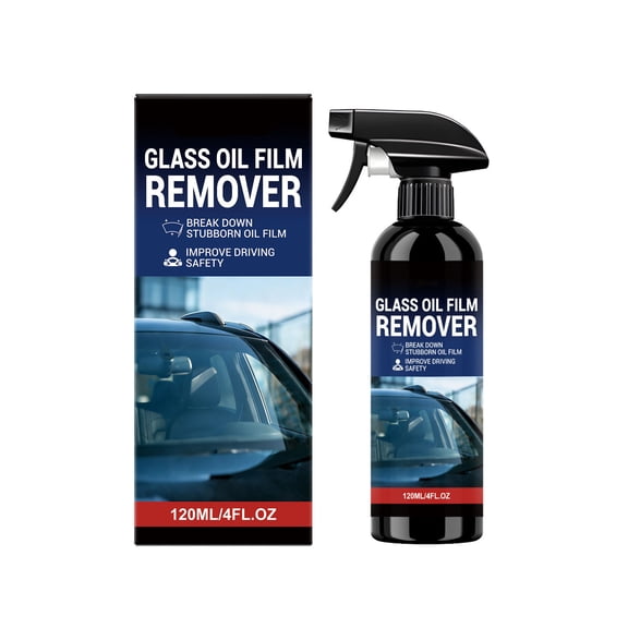 Automotive Glass Oil Film Remover Spray, Breaks Down Stubborn Oil Film & Residue, Improves Driving Visibility and Safety for Windshields, Windows and All Car Glass Surfaces
