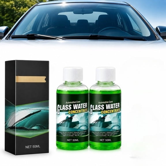Automotive Glass Water v, Windshield Washer Fluid, Concentrated Wiper Fluid Refill, Heavy-Duty Window Cleaning Solution for Bugs, Dust, Oil Film & Road Grime