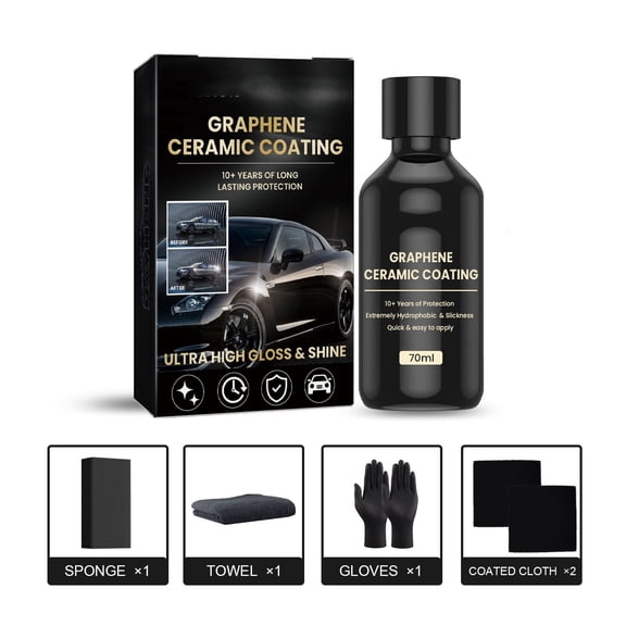 Automotive Graphene Ceramic Coating - Protects Car Paint, Enhances Shine, Water & Dirt Resistant, Easy Application with Included Tools