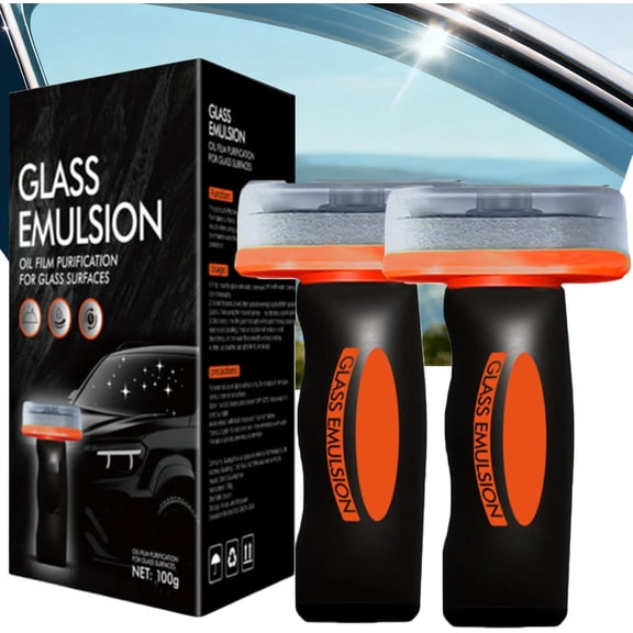 Automotive Handheld Oil Film Cream, Auto Glass & Windshield Cleaner for Oil Film Removal on Side Windows, Includes