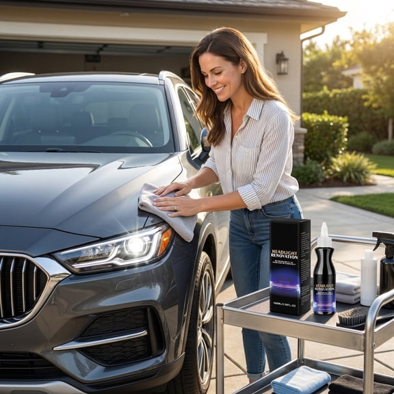 Automotive Headlight Restoration Fluid, Multi-stage Lens Repair Fluid for Yellowing Removal and Clarity Boost, Vehicle Lamp Maintenance Fluid for Light Output Protection, Car Cleaning Fluid