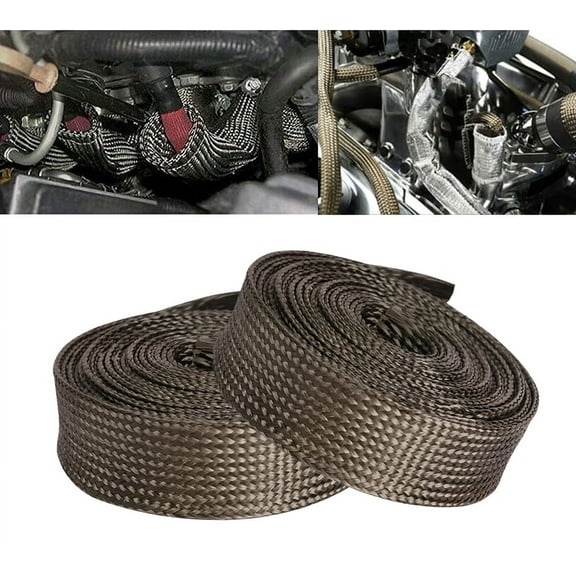 Automotive Heat Sleeve Roll - Woven Design Vehicle Hose Wire Loom Brake Cable/Fuel Line/Spark Plug Protector Cover