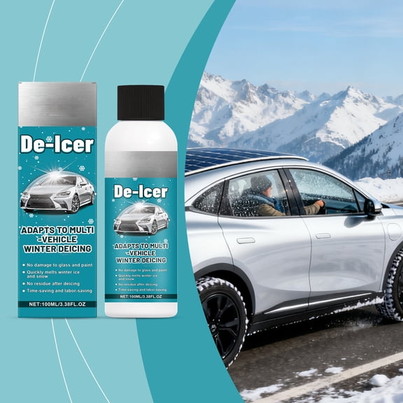 Automotive Ice Melt Spray, Fast Acting Windshield Deicer for Car Windows, Car Mirror Deicing Spray, Winter Frost Remover for Auto Glass, Safe for Paint, 100ml