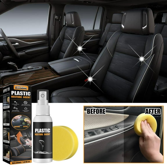 Automotive Interior Coating Paste 30ml Plastic Leather Dashboard Restorer Polish Scratch Repair Hydrophobic Protective Layer Car Interior Cleaning Refurbishment Shine Care Kit with Sponge