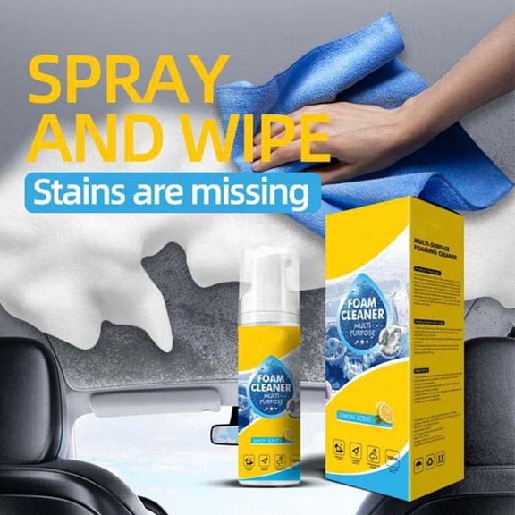 Automotive Interior Foam Cleaner, Usavan Powerful Enzyme Grease Grime Remover, Multi-Purpose Spray Foam Cleaner for Car Dashboards Seats Carpets Vinyl Leather Fabric