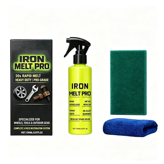 Automotive Iron Remover, Wheel Rust Dissolver with Pad Towel, 30-Second Brake Dust Iron Removal for Rims Metal Tools Outdoor Hardware, Paint-Safe Cleaner, 5.07 fl oz