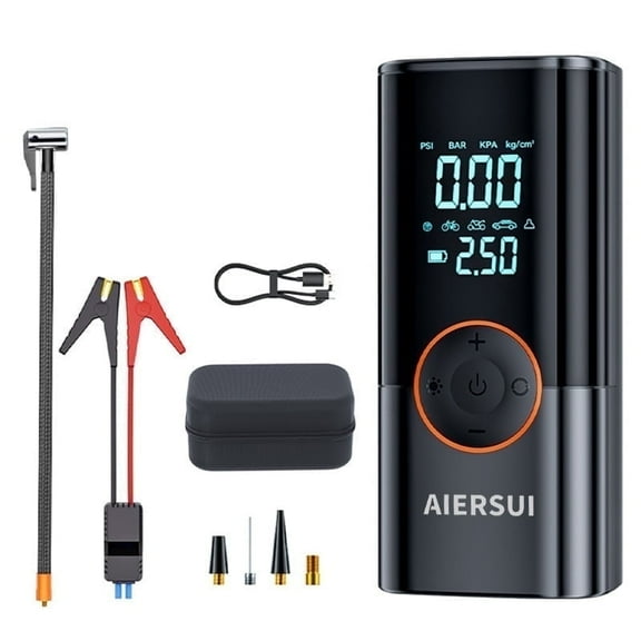 Air Compressor Jump Starter, Portable Battery Jump Starter, Tire Inflator, 12V Jump Box Car Battery Jump Starter with Smart Jump Cables, LED Light, and LCD Display