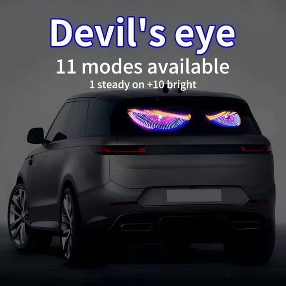 Automotive LED Devil's Eye Decorative Light, Atmosphere Light for Car Rear Window, USB Powered Neon Light for Cars, Pickups & SUVs