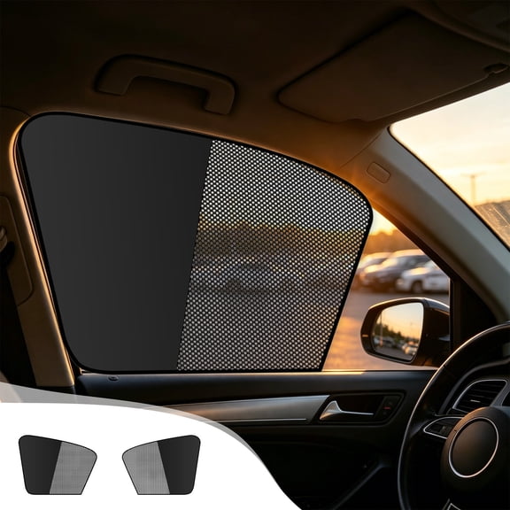 Automotive Magnetic Sunshade Shield Semi Transparent Mesh Side Window Curtain Uv Ray Blocker Temperature Control Automotive Sun Protection Cover, 17.72" X 19.29", AKLJWH