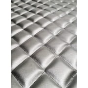 Automotive Metallic Diamond Quilted Vinyl Upholstery Fabric 3/8" Foam Back 52" Wide Sold by Yard  Furniture, Home D cor, Wall Panels, Bar Seating, Gaming Chairs, Auto, Boat & Custom Designs Silver