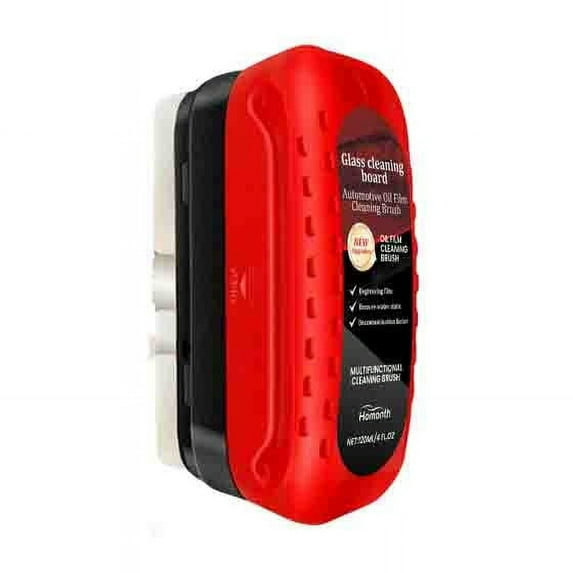 Automotive Oil Film Cleaning Brush, 2024 New Efficient Car Glass Oil Film Cleaner Glass Cleaning Board, Universal Glass Cleaning Wipe Board for Windshield Improves Clarity and Visibility (1, Red)