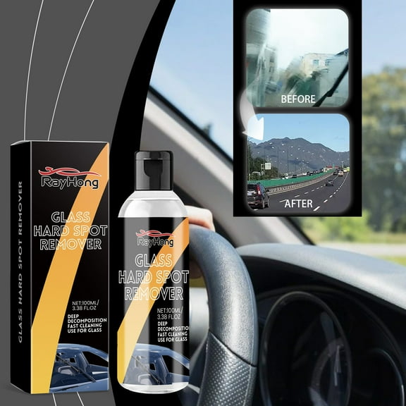 Automotive Oil Film Cleaning Brush 2024 New Glass Oil Film Remover For Car One Wipe On Oil Film Remover Hydrophobic Glass Coating For Windshield 100ml Multicolor