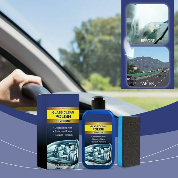 Automotive Oil Film Cleaning Brush for Car Windows, Glass Cleaning Board, Anti-Fog Rain Glass Cleaner, Interior & Exterior Use for Windshield and Window Cleaning, Improves Clarity and Visibility