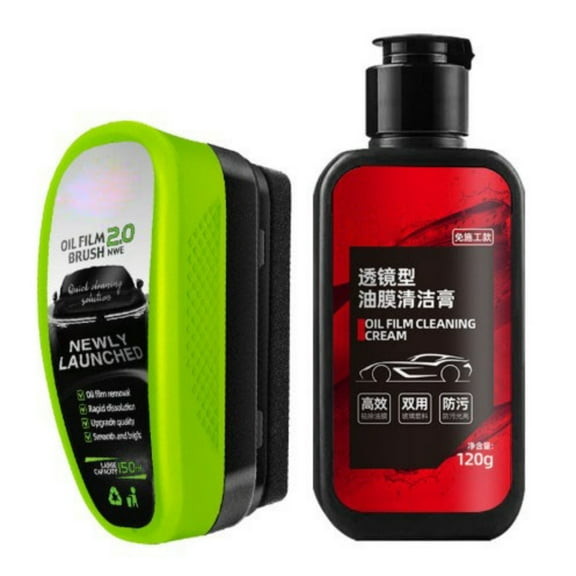 Automotive Oil Film Cleaning Brush, Reusable Oil Film Cleaning Brush, Oil Repellent Film for Car Windows, Oil Film Cleaning Emulsion, Universal Glass Cleaning Wipe Board