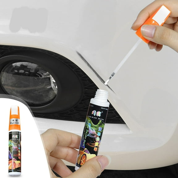 Automotive Paint Repair Pen - Scratch Removal Touch Up Kit for Cars, 12ml (Black, Blue, White, Red, Silver, Gray) - Easy-to-Use Brush & Pen Tip - Includes Mixing Balls - 4.53" x 0.39"