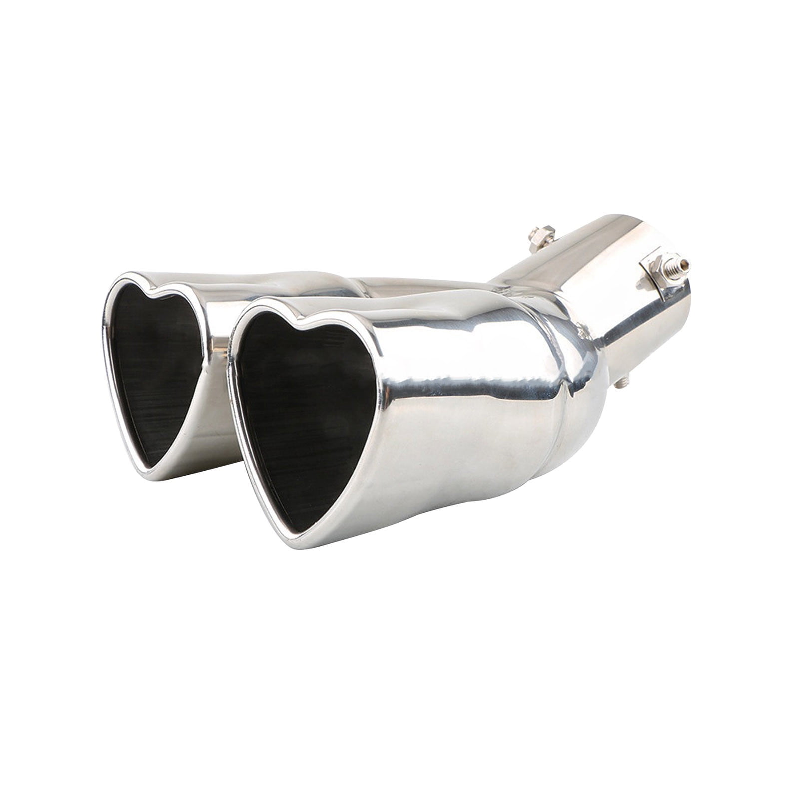 Automotive Performance Exhaust Pipes Two-Piece Double Pipe Heart-Shaped Tail Pipe for Car Modification 10 in Length