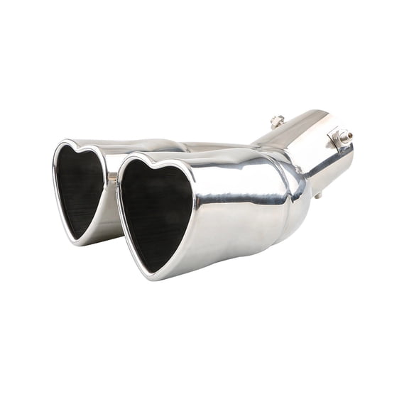 Automotive Performance Exhaust Pipes Two-Piece Double Pipe Heart-Shaped Tail Pipe for Car Modification 10 in Length