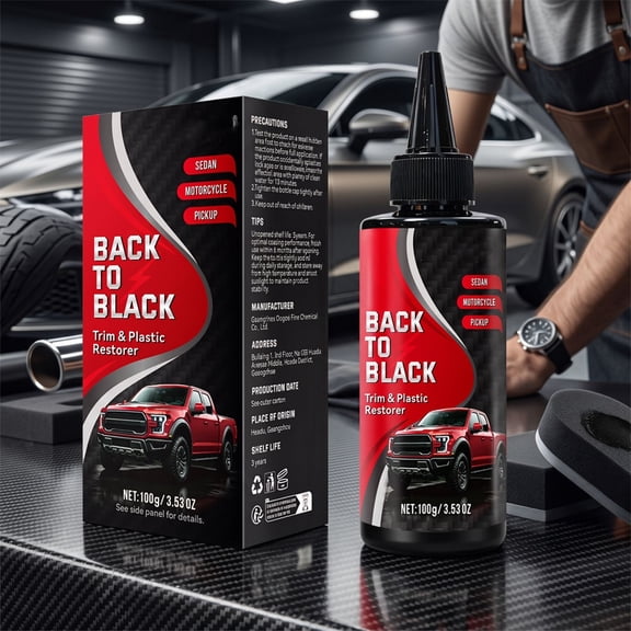 Automotive Plastic Conditioner, Interior Exterior Trim Care for Faded Rubber and Vinyl Surfaces, for Car Motorcycle and Pickup Detailing