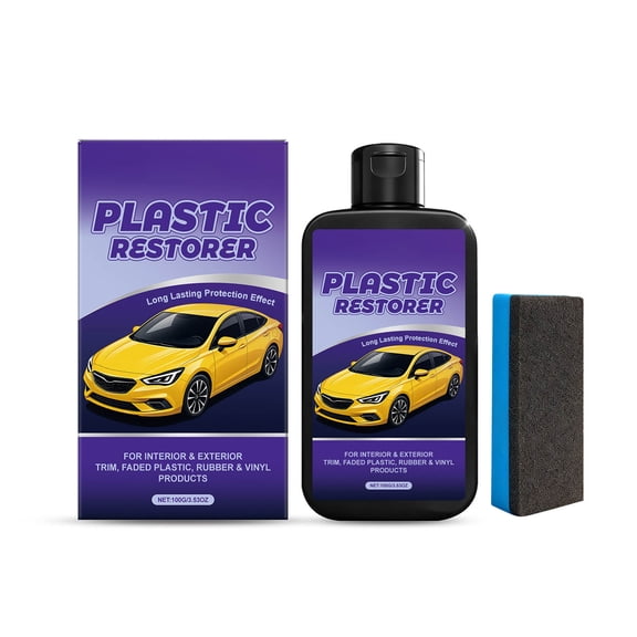 Automotive Plastic Restorer, Black Plastic Shine Enhancer, Deep Penetrating Faded Plastic Revitalizer with Protective UV Barrier, Non-Greasy Matte Finish for Interior and Exterior Surfaces