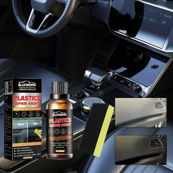 Automotive Plastic Restorer Fluid, Long Lasting Faded Oxidized Trim Refurbish Agent Water Based Non Greasy Restore Shine UV Protection Safe For Plastic Vinyl Rubber Interior Exterior Car Maintenance