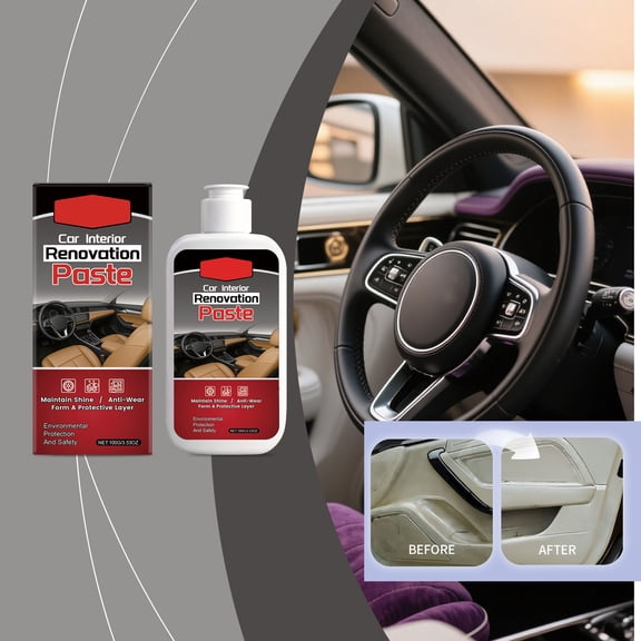 Automotive Plastic Restorer Paste, Interior and Exterior Trim Cleaner & Protectant, Hydrophobic Coating, UV Protection, Dash & Bumper Revitalizer, Car Detailing Kit, Long Lasting Shine