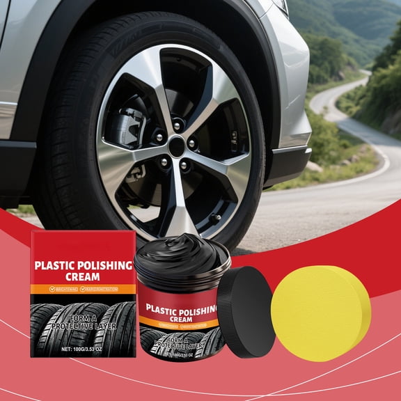 Automotive Plastic Restorer & Polishing Paste - Restores Faded Headlights, Trim & Bumpers, 100g Tube with Applicator Sponge