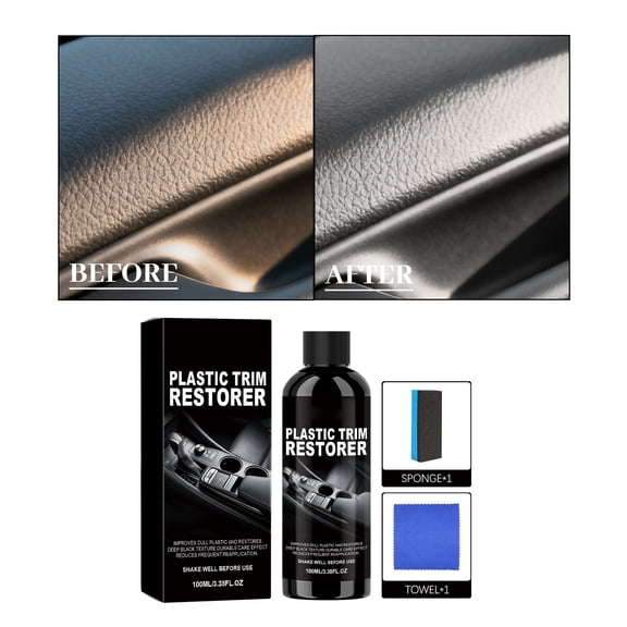 Automotive Plastic Trim Restorer & Waterproof Protector 100ml, Brightening Solution for Cars & Trucks, Care for Faded Bumpers, Decorative Strips, UV Protection