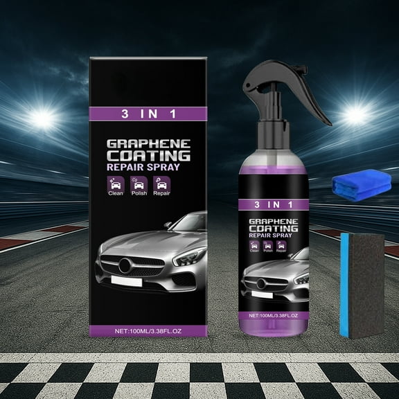 Automotive Protection Spray 3-in-1 | Long-Lasting Shine, Scratch & Fade Resist | Easy Application | Glossy Finish | 100ml | Includes Sponge & Rag | Universal Car Surface Shield