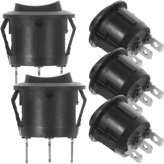 NIAIZEK 5-Pack Black Plastic Rocker Switches On Off On Control 1.2x0.9x0.9 Inch Electrical Toggle