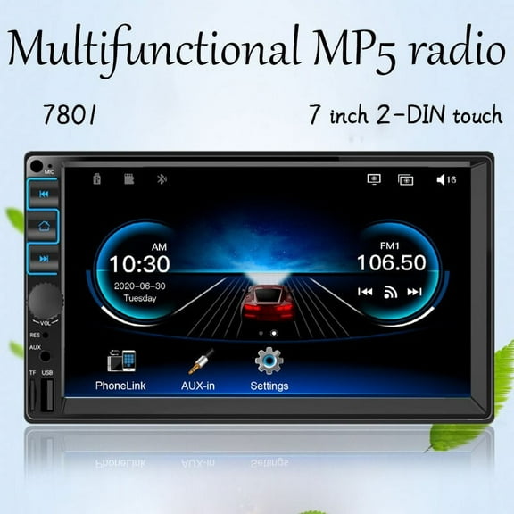 Automotive Radio 2 Din 7" MirrorLink Touch Screen Microphone Input Bluetooth Multimedia/FM/AUX/USB/TF/MP5/Player Support Carplay
