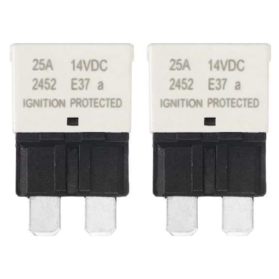 Automotive Resettable Fuse, 14V DC 25A E37 Low Profile ATC/ATO Automotive Blade Circuit Breaker Reset Fuses for Car, Truck, RV, SUV, Marine, Boat, Motorcycle, Pack of 2