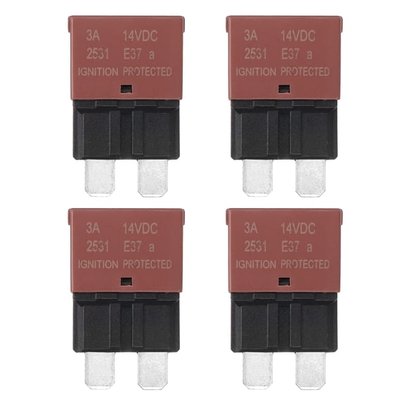 Automotive Resettable Fuse, 14V DC 3A E37 Low Profile ATC/ATO Automotive Blade Circuit Breaker Reset Fuses for Car, Truck, RV, SUV, Marine, Boat, Motorcycle, Pack of 4