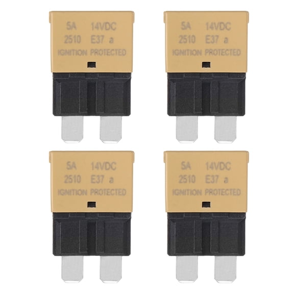 Automotive Resettable Fuse, 14V DC 5A E37 Low Profile ATC/ATO Automotive Blade Circuit Breaker Reset Fuses for Car, Truck, RV, SUV, Marine, Boat, Motorcycle, Pack of 4