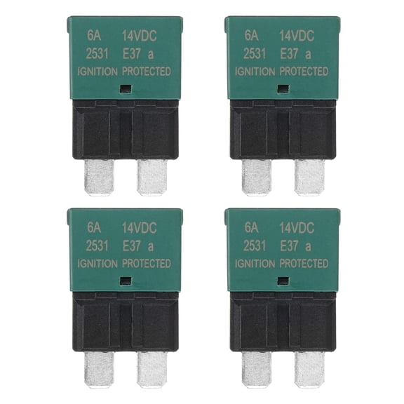Automotive Resettable Fuse, 14V DC 6A E37 Low Profile ATC/ATO Automotive Blade Circuit Breaker Reset Fuses for Car, Truck, RV, SUV, Marine, Boat, Motorcycle, Pack of 4