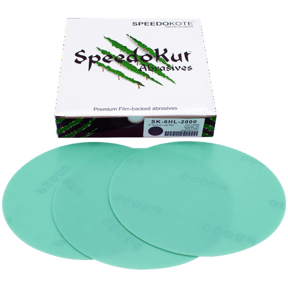 Automotive Sandpaper 2000 grit, Premium Film Backed Abrasive, 6 inch Hook & Loop Discs, 25 pack